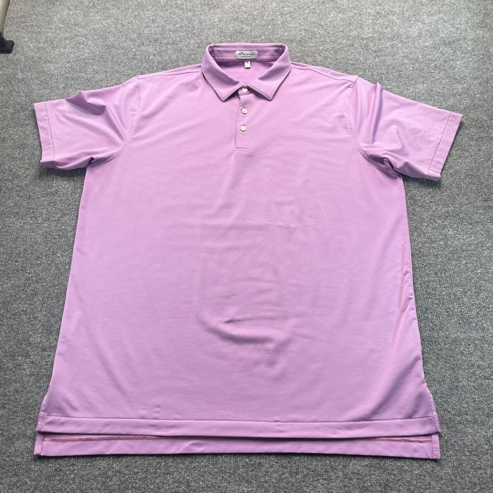 Peter Millar Polo Men's XL Purple Striped Summer Comfort Short Sleeve